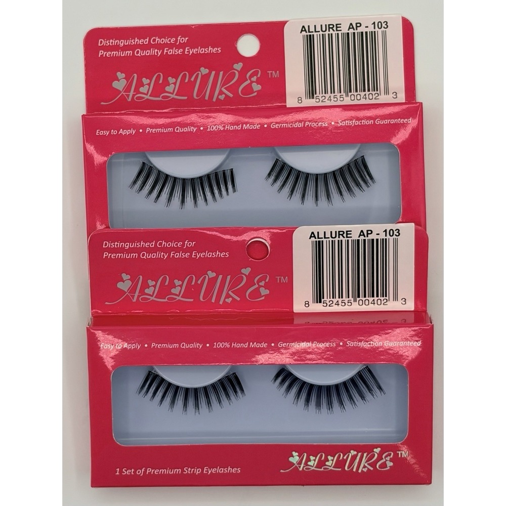 Allure Premium False Eyelashes AP-103 Handmade Strip Lashes 2 Packs, 4 Lashes